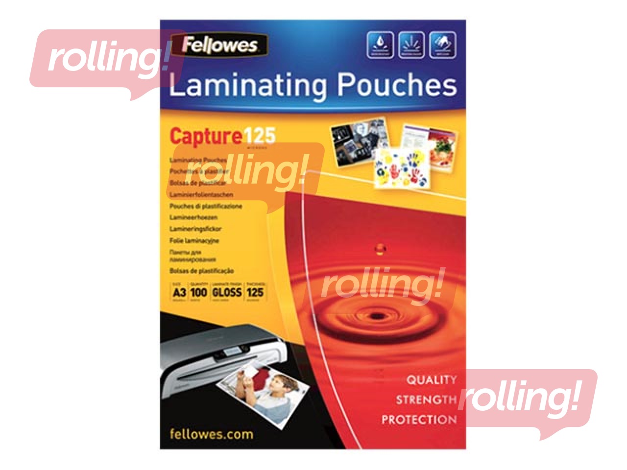 Laminēšanas plēves Fellowes A3 125mic 100 gab/iepak