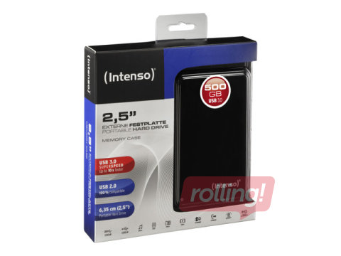 Ārējais cietais disk Intenso Memory Case, 500GB, USB3.0, Melns