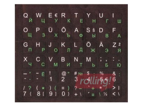 Uzlīmes tastatūrai Defender, melns fons, EE (Balti burti)/ RU (zaļi burti)