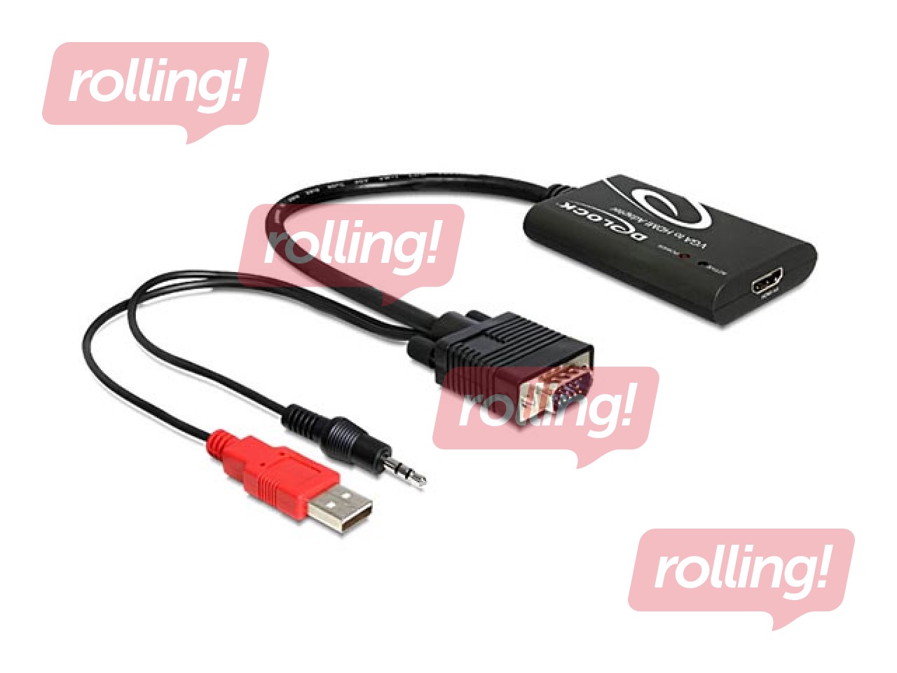 Delock adapter VGA(M) + Audio Jack 3,5mm + Power USB -> HDMI(F)