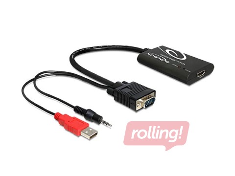 Delock adapter VGA(M) + Audio Jack 3,5mm + Power USB -> HDMI(F)