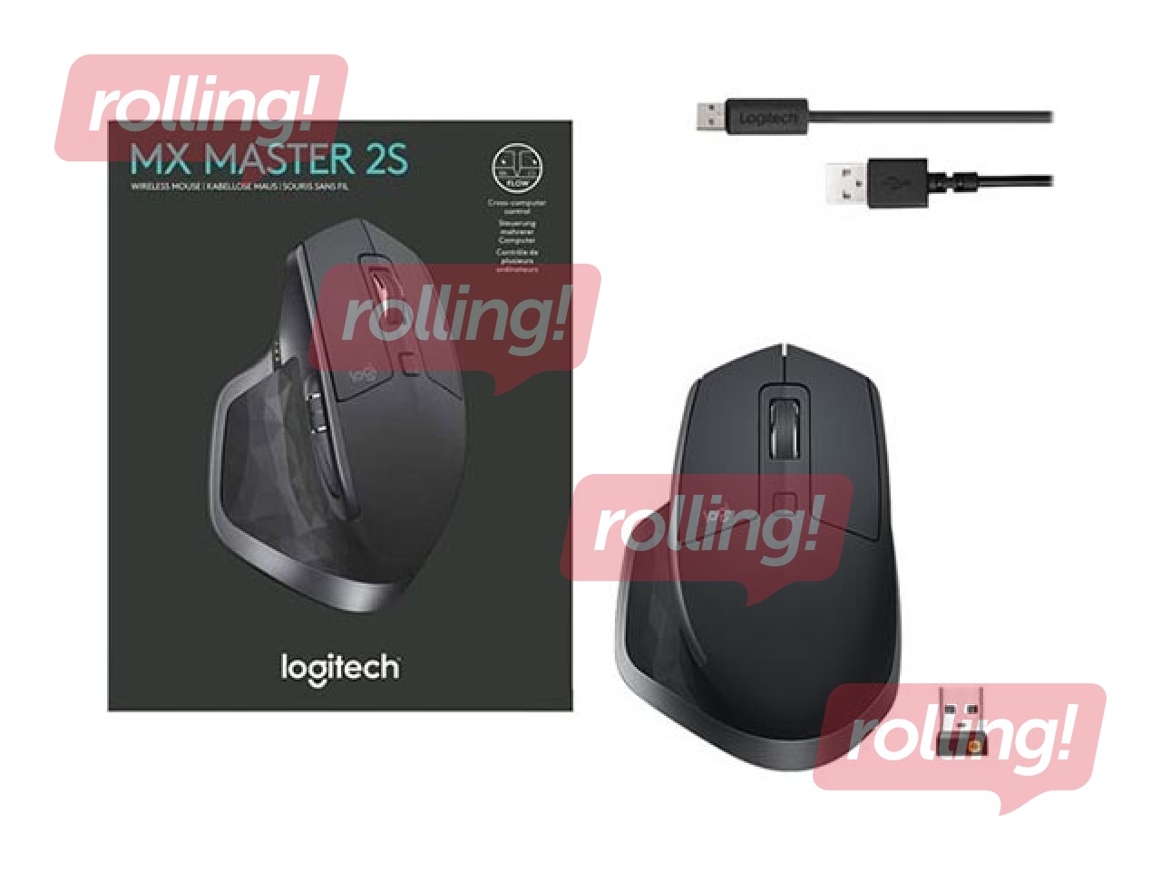 Logitech MX Master 2S, Bluetooth, 2.4 GHz Logitech Unifying receiver, graphite