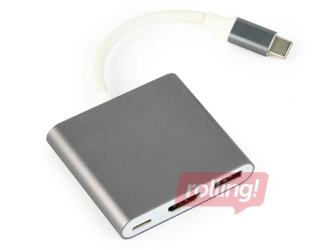 Adapteris Gembird USB type-C (USB tips C; USB 3.0, HDMI), pelēks