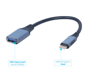 Gembird USB 3.0 OTG Type-C (male) to Type-A (female) cable adapter
