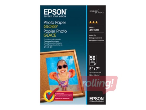 EPSON foto papīrs, glancēts, 13x18cm, 200g/m², 50 loksnes