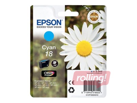 Tintes kasete Epson Expression HOME XP-202, ciānzila, (180 lpp.)