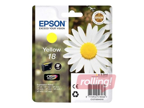 Tintes kasete Epson Expression HOME XP-202, dzeltena, (180 lpp.)