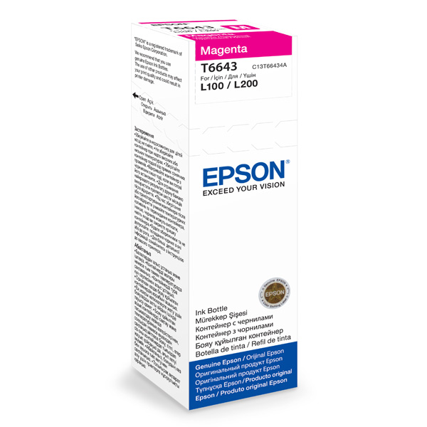 Tintes pudele Epson T6643, fuksīna sarkana, 70ml