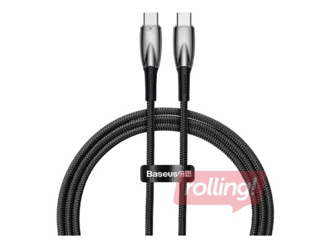 Savienotājvads Baseus Glimmer Series Type C - Type C, 100W, 20v, 5A, 1m, melns