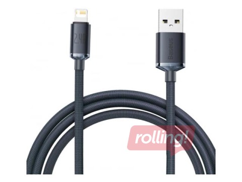 Savienotājvads Baseus Crystal Shine USB - Lightning, 2.4A, 2m, melns