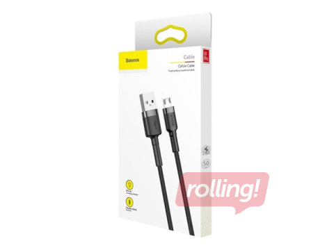 Savienotājvads Baseus Cafule USB - Micro USB, 2.4A, 1m, melns un pelēks
