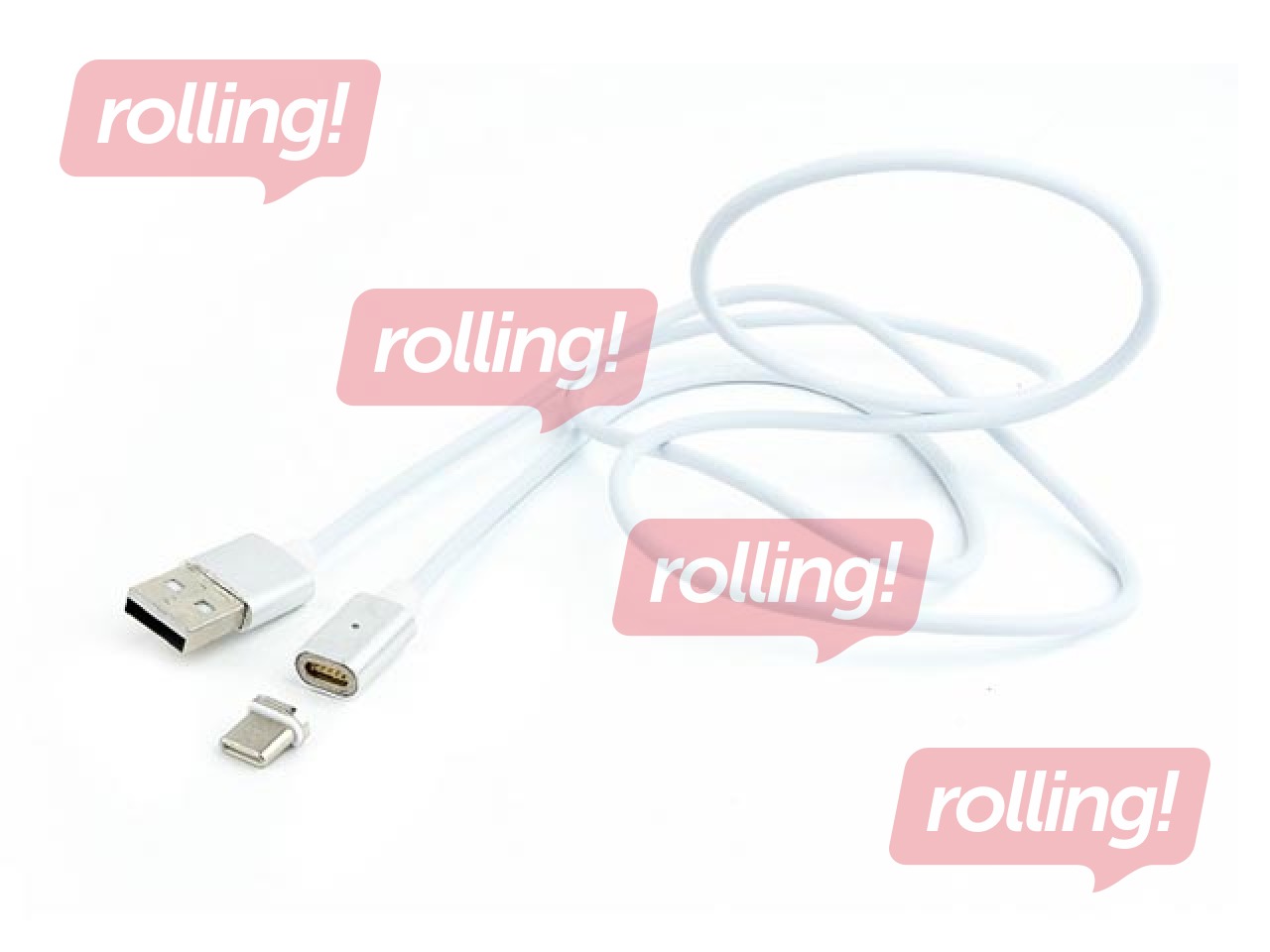 Magnētiskais savienotājvads Gembird USB - Type C, 1m, sudrabs