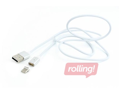 Magnētiskais savienotājvads Gembird USB - Type C, 1m, sudrabs