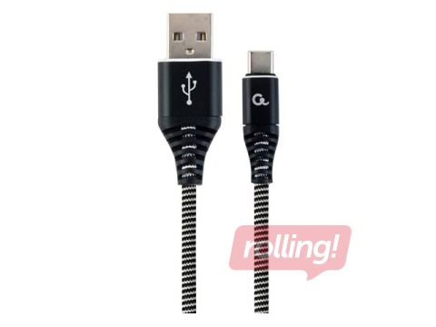 Gembird USB Male - USB Type C Male Premium cotton braided 2m Black