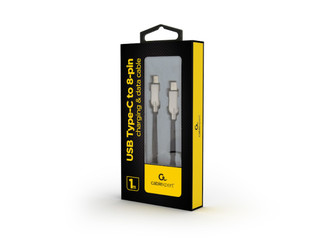 Gembird USB Type-C Male - 8 pin Male Fast Charging, 1m, Black