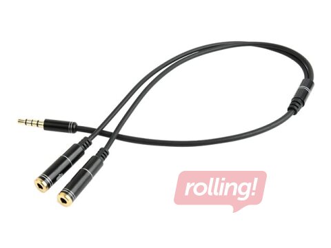 Adaptera kabelis Gembird 3.5 mm audio + mikrofons uz 3.5mm, Metālisks