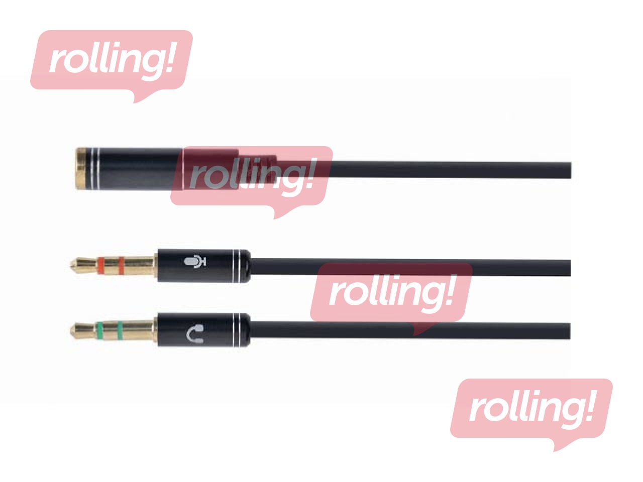 Audio kabelis Gembird 2 x 3.5mm Combo Male - 3.5mm Mic/Audio Metal, 0.2m