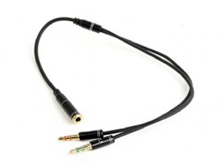 Audio kabelis Gembird 2 x 3.5mm Combo Male - 3.5mm Mic/Audio Metal, 0.2m