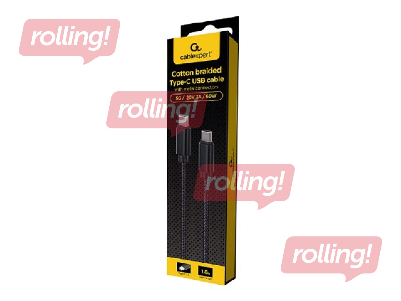 Kabelis Gembird USB Type-C Male - USB Type-C Male 1.8m Black