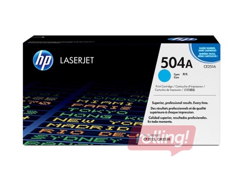 Tonera kasete HP CLJ CP3525, ciānzila, (7000 lpp.)