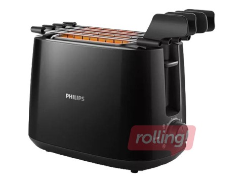 Tosteris Philips Viva Collection, 650W, plastmasas, melns