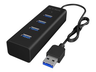 IcyBox 4x Port USB 3.0 Hub, Black