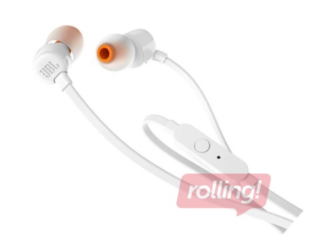 Austiņas ar mikrofonu JBL Tune T110, Baltas