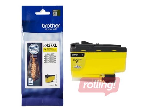 Tintes kasete Brother LC-427XLY, dzeltena (5000 lpp.)