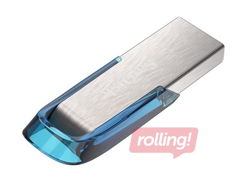 SanDisk USB 3.0 Flash Drive Cruzer Ultra Flair 64GB USB 3.0, Tropical Blue