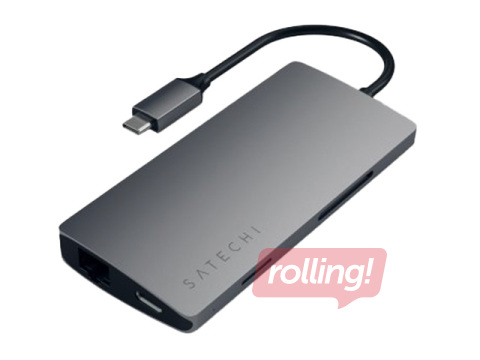 Daudzportu adapteris Satechi 4-in-1 USB-C ar 4K HDMI, 2 x USB 3.0 un 1 x USB-C portiem – kosmosa pelēks