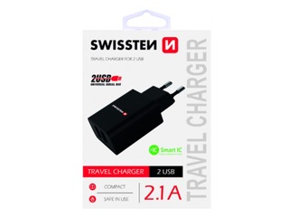 Swissten Premium Tīkla Lādētājs USB 2.1А / 10.5W Melns