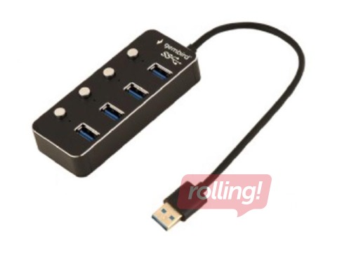USB Hub Gembird USB 3.1 (Gen 1) powered 4-port with switches, black