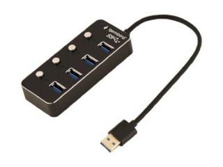 USB Hub Gembird USB 3.1 (Gen 1) powered 4-port with switches, black
